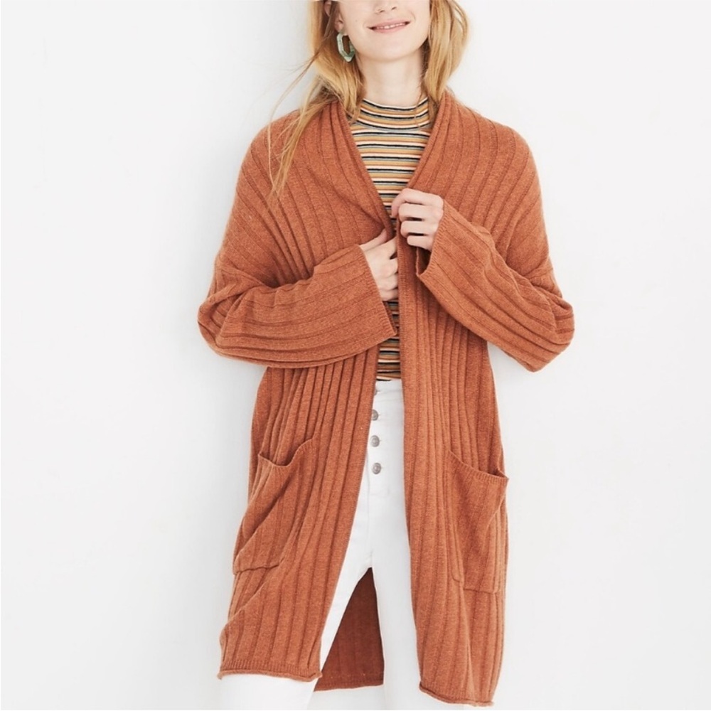 Madewell piedmont cardigan wool blend sweater in‎ amber orange size xsmall
